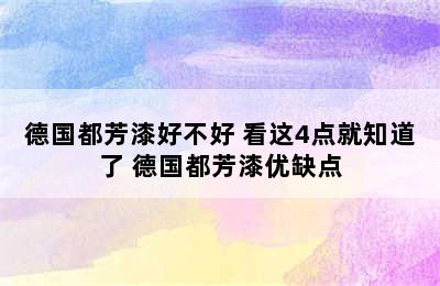 德国都芳漆好不好 看这4点就知道了 德国都芳漆优缺点